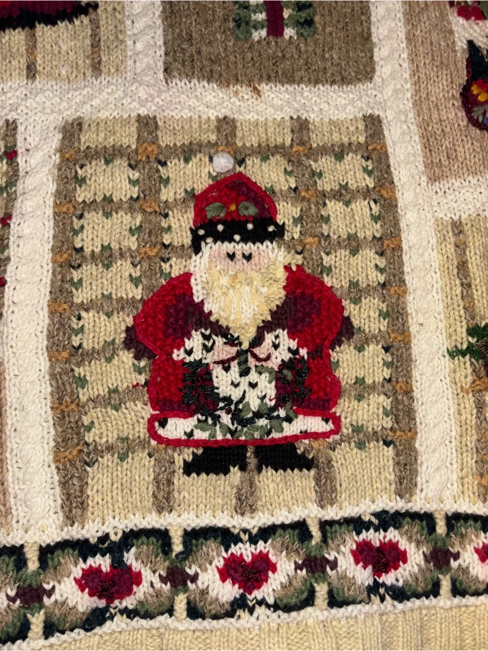 Vintage 90s Y2K Studio Works Ugly Christmas Sweater Petite Medium Patchwork
